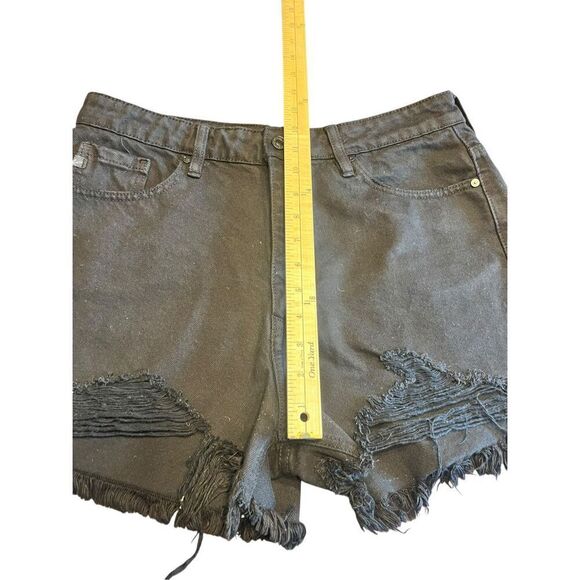 Kancan Jeans high waist Shorts Black womans XL Cut-Off Distressed Raw Hem Denim - Picture 5 of 6